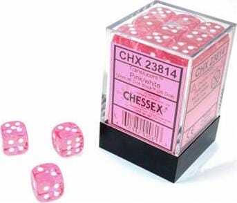Translucent 12mm D6 Pink/white Dice Block™ (36 dice) - Image 3