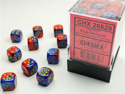 Gemini® 12mm D6 Blue-Red/gold Dice Block™ (36 dice) - Image 3
