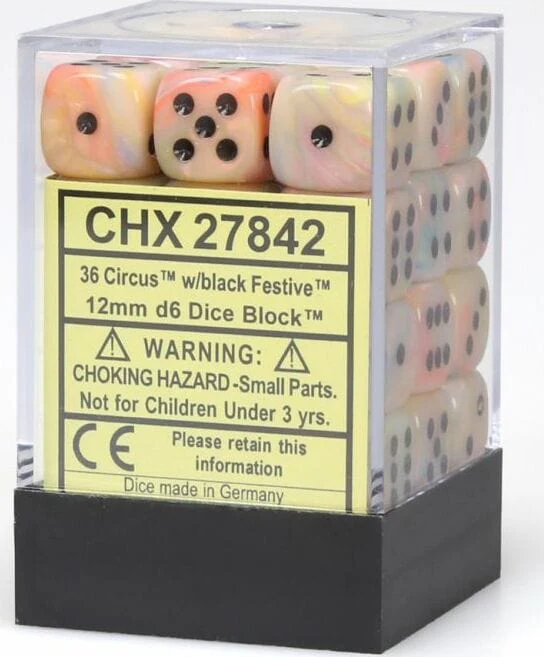 Festive Circus/black 12mm d6 Dice Block (36 dice) - Image 3
