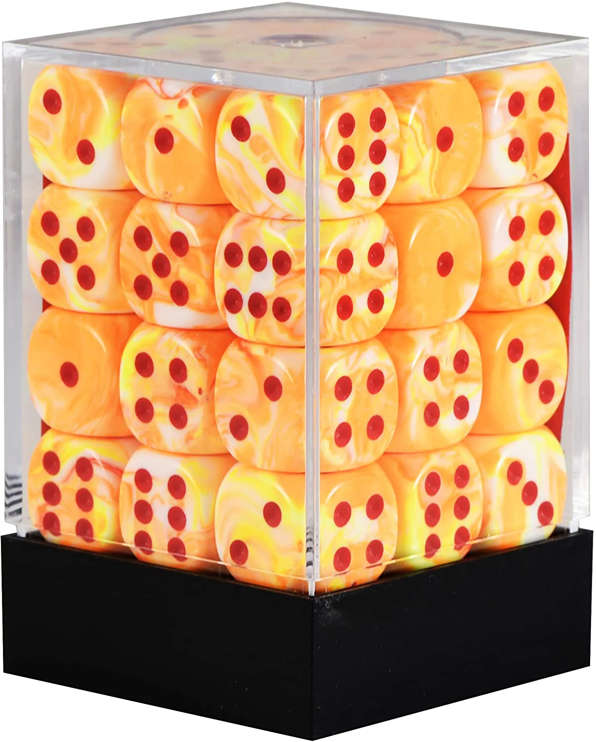 Festive® 12mm D6 w/pips Sunburst™/red Dice Block™ (36 dice)