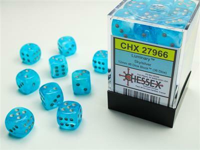 Luminary™ 12mm D6 Sky/silver Dice Block™ (36 dice) - Image 3