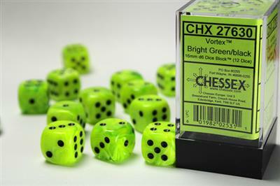 Vortex® 16mm D6 Bright Green/black Dice Block™ (12 dice) - Image 4