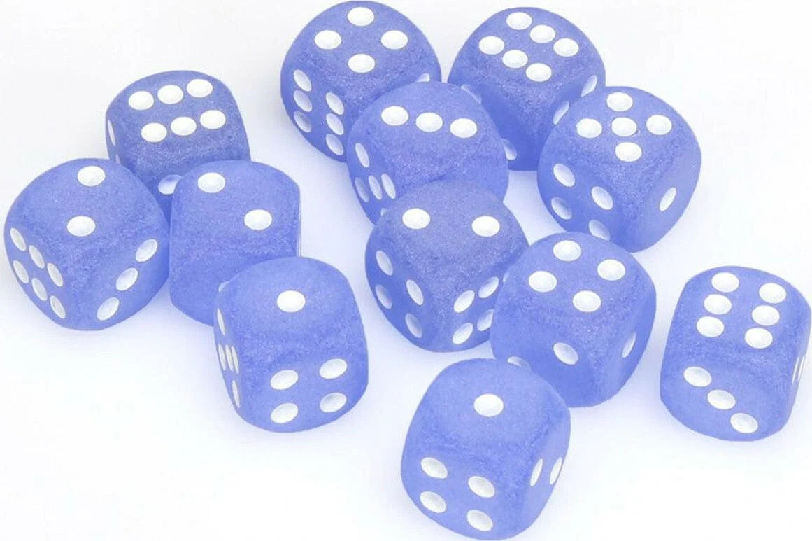 Frosted™ 16mm D6 Blue/white Dice Block™ (12 dice) - Image 3
