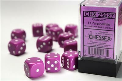 Opaque 16mm D6 Lt Purple/white Dice Block™ (12 dice) - Image 4