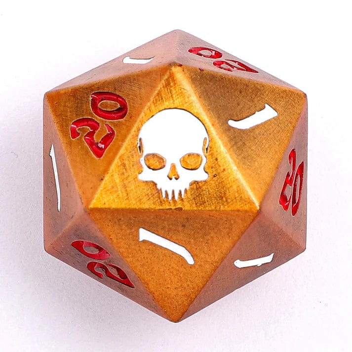 25mm Solid Metal Single D20 The Critical Dice -Ancient Gold - Image 2