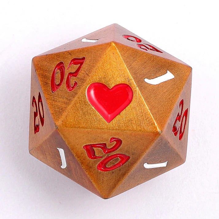 25mm Solid Metal Single D20 The Critical Dice -Ancient Gold - Image 3