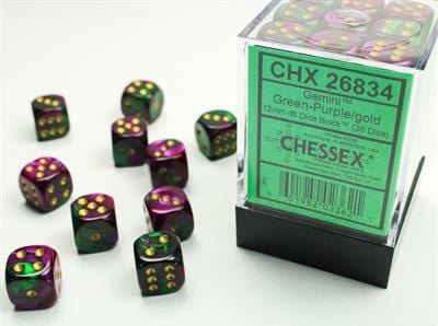 Gemini® 12mm D6 Green-Purple/gold Dice Block™ (36 dice) - Image 4