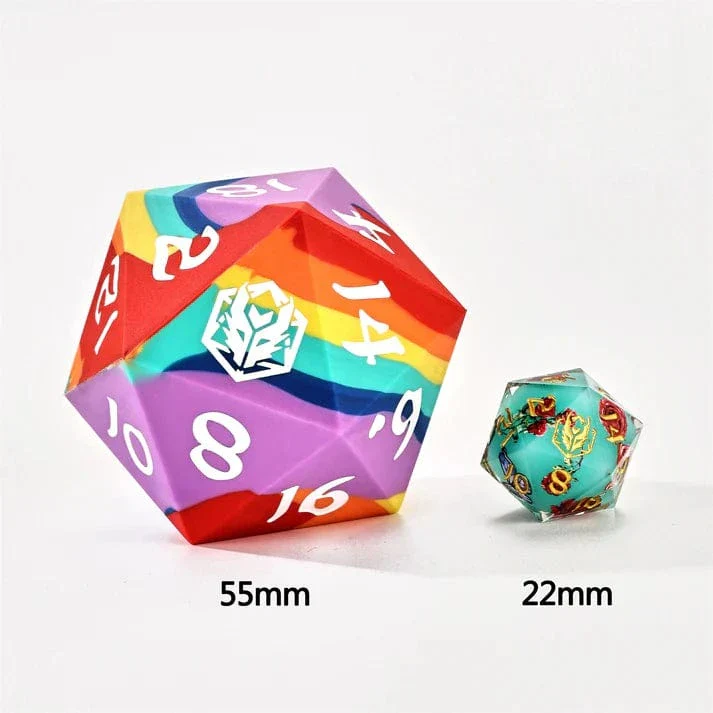 55MM Chonk Rubber Silicon D20 - Rainbow Realms - Image 2