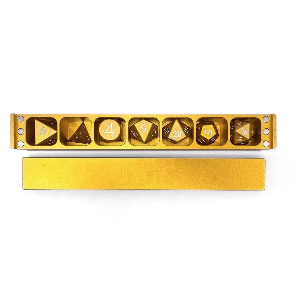 Gold Coin - Set of 7 Polyhedral Aluminum CNC 6061 Precision Dice and Case - Image 2