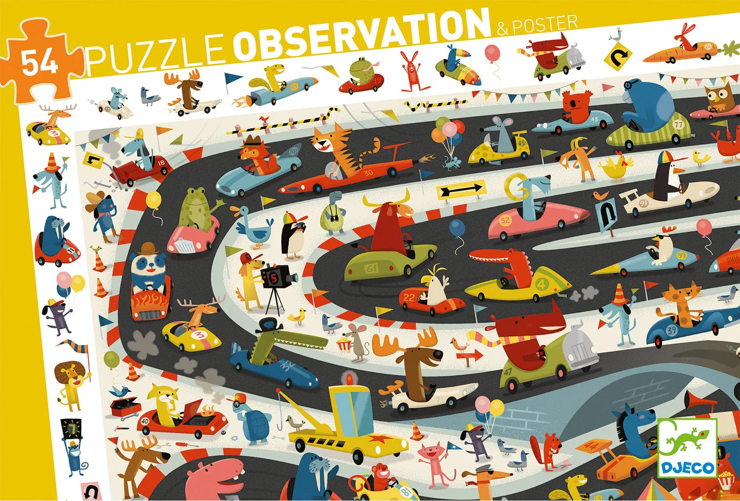 Djeco Automobile Rally 54Pc Observation Jigsaw Puzzle + Poster - Image 4