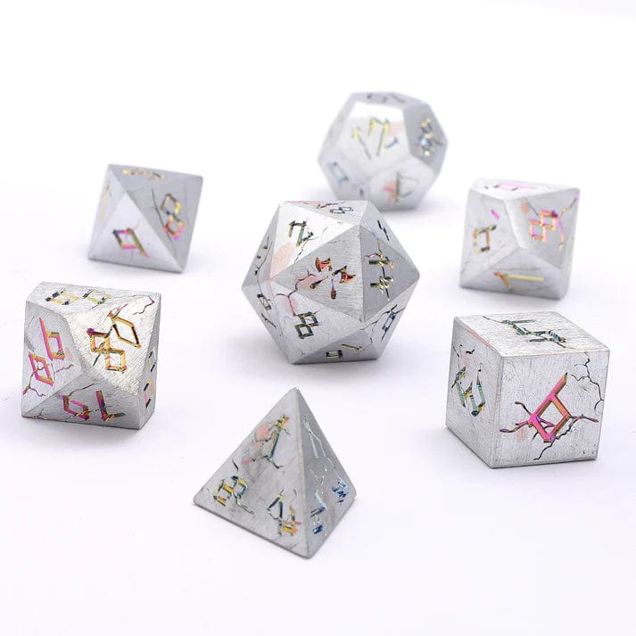 Barbarian Solid Metal Polyhedral Dice Set - Brushed Rainbow - Image 2