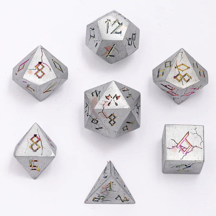 Barbarian Solid Metal Polyhedral Dice Set - Brushed Rainbow - Image 3