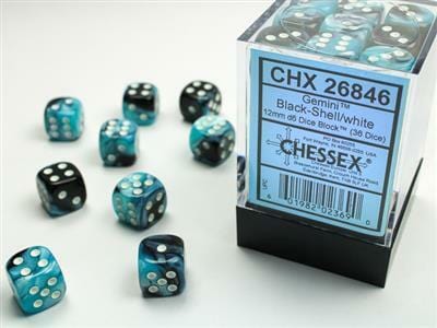 Gemini® 12mm D6 Black-Shell/white Dice Block™ (36 dice) - Image 7