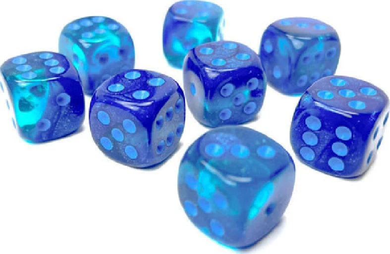 Gemini® 12mm D6 Blue-Blue/light blue Luminary™ Dice Block™ (36 dice) - Image 2