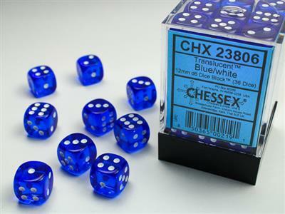 Translucent 12mm D6 Blue/white Dice Block™ (36 dice) - Image 4