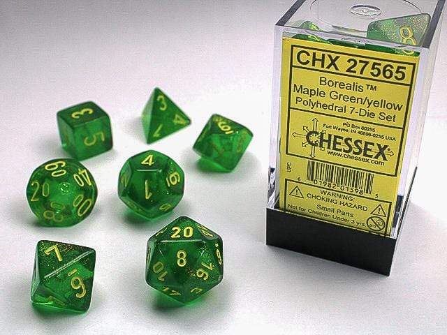 Borealis Maple Green/yellow Polyhedral 7-Die Set