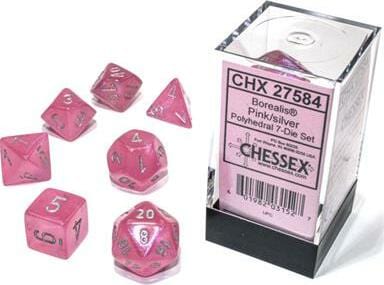 Borealis Pink/silver Luminary Polyhedral 7-Die Set