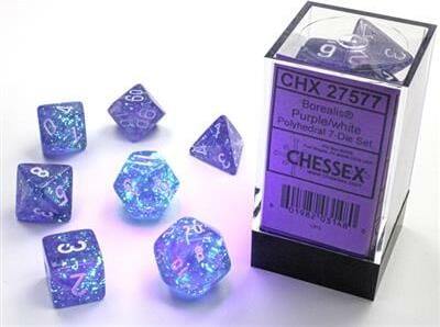 Borealis Purple/white Luminary Polyhedral 7-Die Set - Image 6