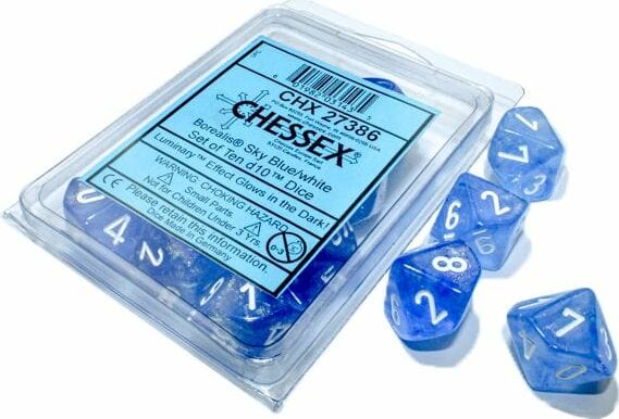 Borealis Sky Blue White d10 set