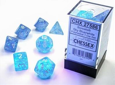 Borealis Sky Blue/white Luminary Polyhedral 7-Die Set - Image 6