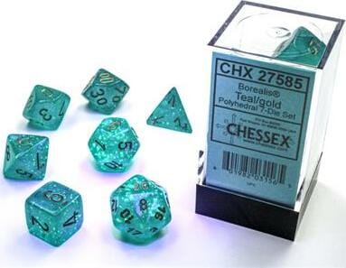 Borealis Teal/gold Luminary Polyhedral 7-Die Set - Image 6