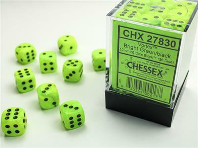 Vortex® 12mm D6 Bright Green/black Dice Block™ (36 dice) - Image 2