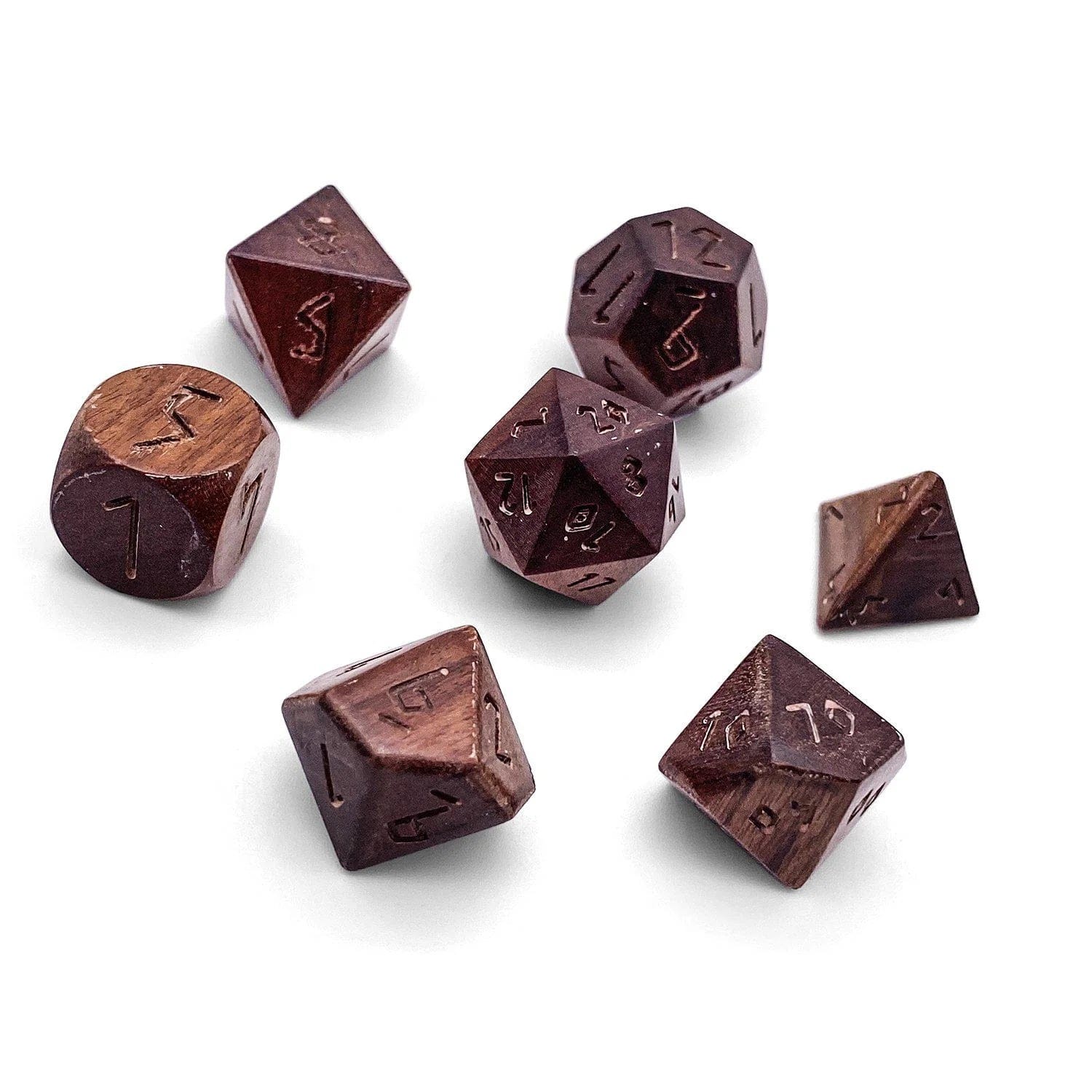 Bubinga 7 Piece RPG Wooden Dice Set