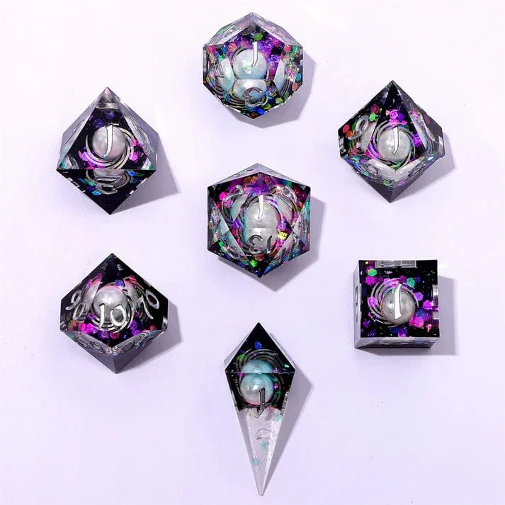 Captured Magic Sharp Edge Resin Dice Set - Celestial Pearl - Image 4