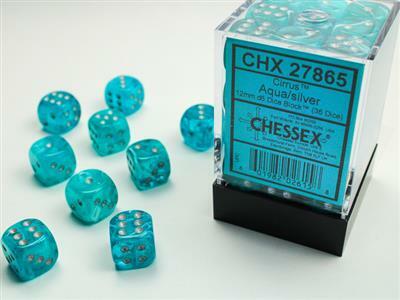 Cirrus Aqua/silver 12mm d6 Dice Block (36 dice) - Image 3