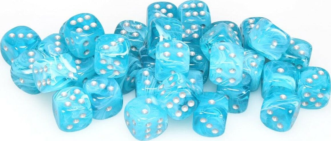 Cirrus Aqua/silver 12mm d6 Dice Block (36 dice) - Image 5