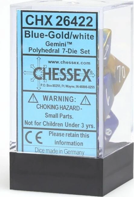 Gemini Blue-Gold/white Polyhedral 7-Die Set - Image 2