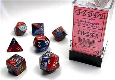 Gemini Blue-Red/gold Polyhedral 7-Die Set - Image 3