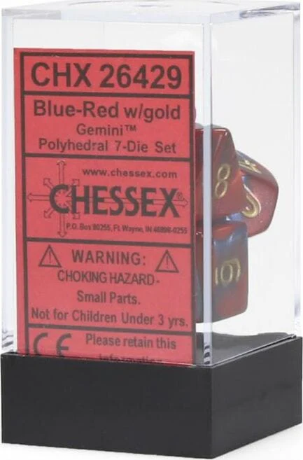 Gemini Blue-Red/gold Polyhedral 7-Die Set - Image 5