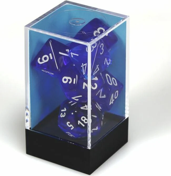 Translucent Polyhedral Blue/white 7-Die Set - Image 2