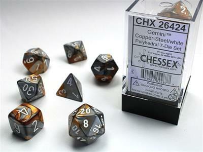 Gemini Copper-Steel/white Polyhedral 7-Die Set - Image 2
