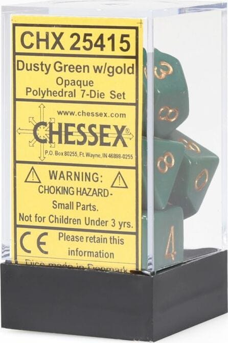 Opaque Polyhedral Dusty Green/copper 7-Die Set - Image 2