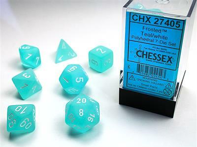 Frosted Teal/white Polyhedral 7-Die Set - Image 2