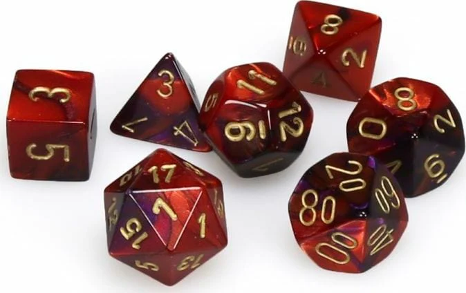 Gemini Purple-Red/gold Polyhedral 7-Die Set - Image 3