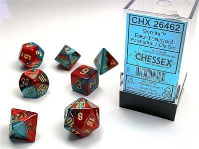 Gemini Red-Teal/gold Polyhedral 7-Die Set - Image 2