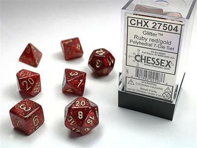 Glitter Ruby/gold Polyhedral 7-Die Set - Image 3
