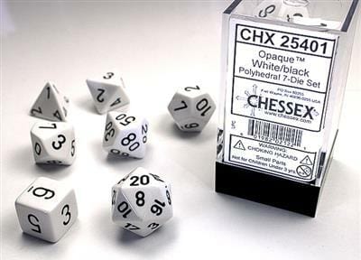 Opaque Polyhedral White/black 7-Die Set - Image 2