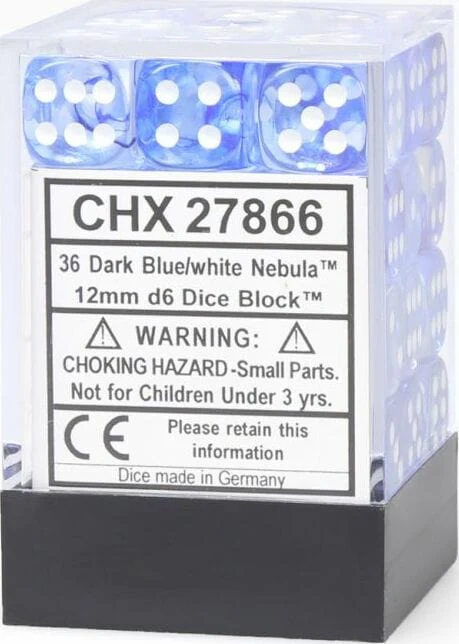 Nebula® 12mm D6 Dark Blue/white Dice Block™ (36 dice) - Image 4