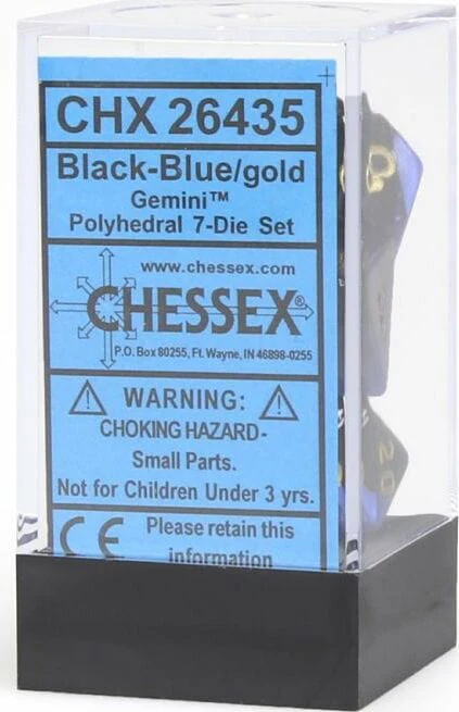 Gemini Black-Blue/gold Polyhedral 7-Die Set - Image 2