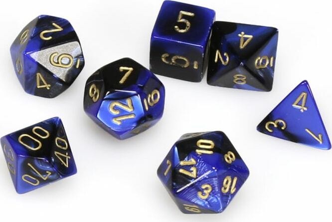 Gemini Black-Blue/gold Polyhedral 7-Die Set - Image 3