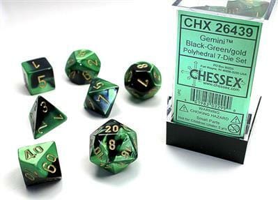 Gemini Black-Green/gold Polyhedral 7-Die Set