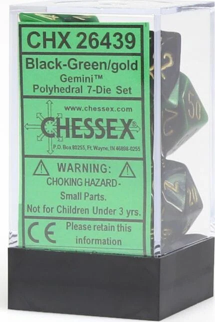 Gemini Black-Green/gold Polyhedral 7-Die Set - Image 4