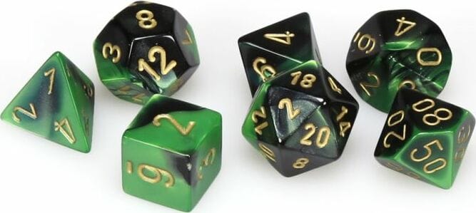 Gemini Black-Green/gold Polyhedral 7-Die Set - Image 5