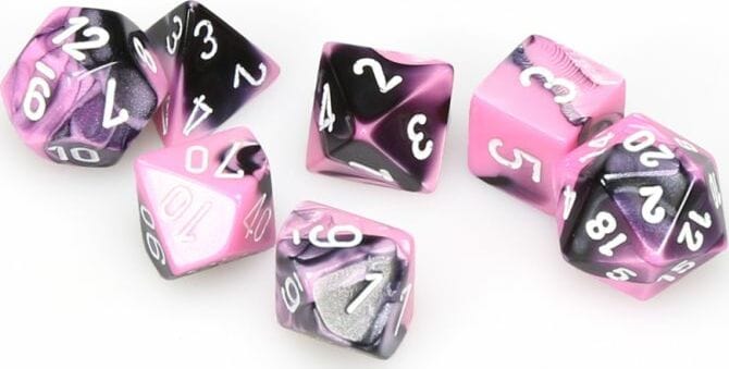 Gemini Black-Pink/white Polyhedral 7-Die Set - Image 3