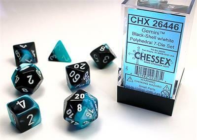 Gemini Black-Shell/white Polyhedral 7-Die Set - Image 2