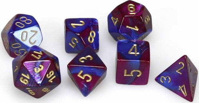 Gemini Blue-Purple/gold Polyhedral 7-Die Set - Image 2